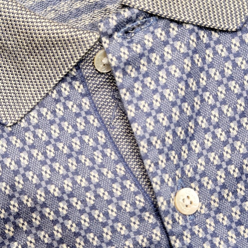 Bobby Jones Polo Shirt Men XXL Blue Geometric Italian Cotton Short Sleeve Golf